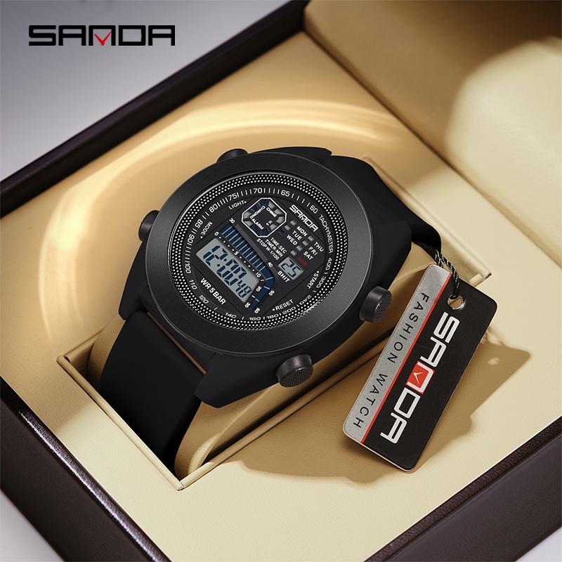 Sanda Noctilucent Relógio Eletrônico Digital Led Luxo Masculino À Prova D'água SD9025-2