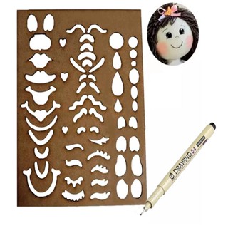 Regua Stencil Rosto De Boneca 50 Modelos e caneta permanente em Oferta na Shopee