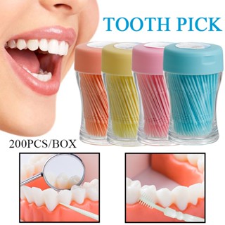 200Pcs Palito Dental Plástico Cabeça Dupla Ferramenta De Higiene Oral Limpa Sanitária