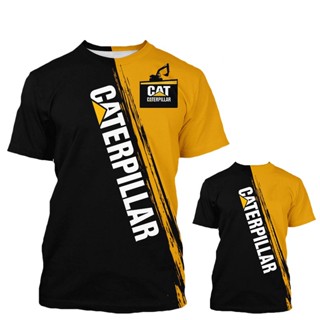 Kawaii Caterpillar Camiseta CAT Excavator 3D Impressão De Verão Moda Infantil Meninos Casuais Meninas Unisexo Pescoço Redondo Top