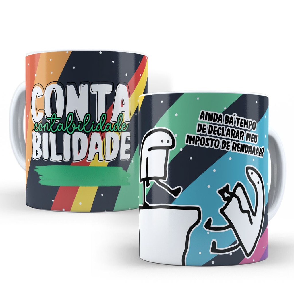 Caneca Contabilidade - Ciências Contábeis Profissões Flork Contabil de Porcelana 325ml para Café
