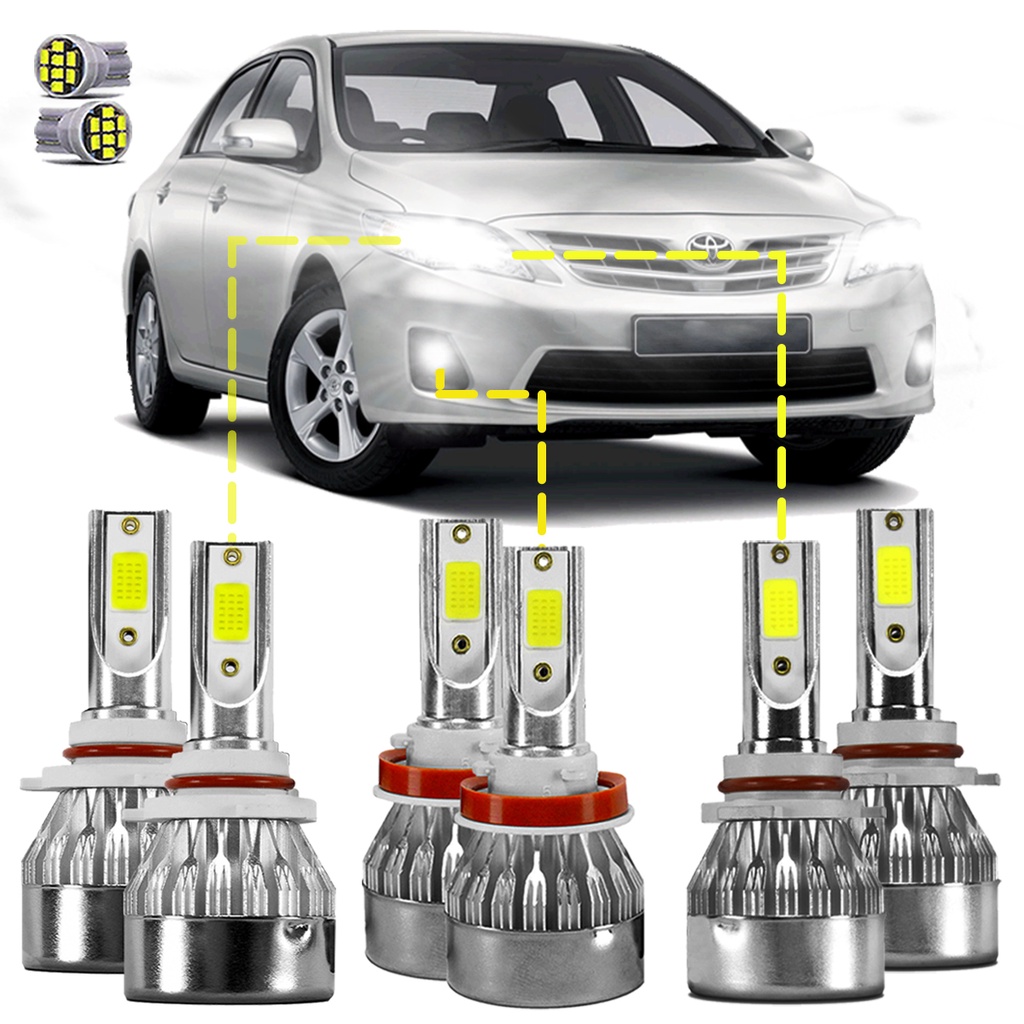 Kit Ultra Led Toyota Corolla 2008/2014 20000 Lúmens 6500k (Alta Baixa Milha)