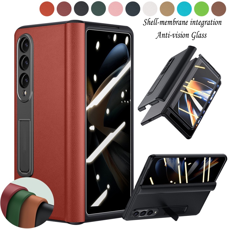 Para Samsung Galaxy Z Fold 2345 Caixa Com Dobradiças E Suporte Fold 5 Fold 4 Fold 3 Fold 2 Tampa Frontal Da Proteção De Privacidade anti peeping Vidro Dobrável5 Dobrável4 Dobrável3 Dobrável2 Caixas Fold5 Fold4 Fold3 Fold2