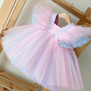 Vestido De Bebê Menina De 1 Aniversário Tutu Fofo Batizado Princesa Toddler Kids Tulle Elegante Noiva Festa