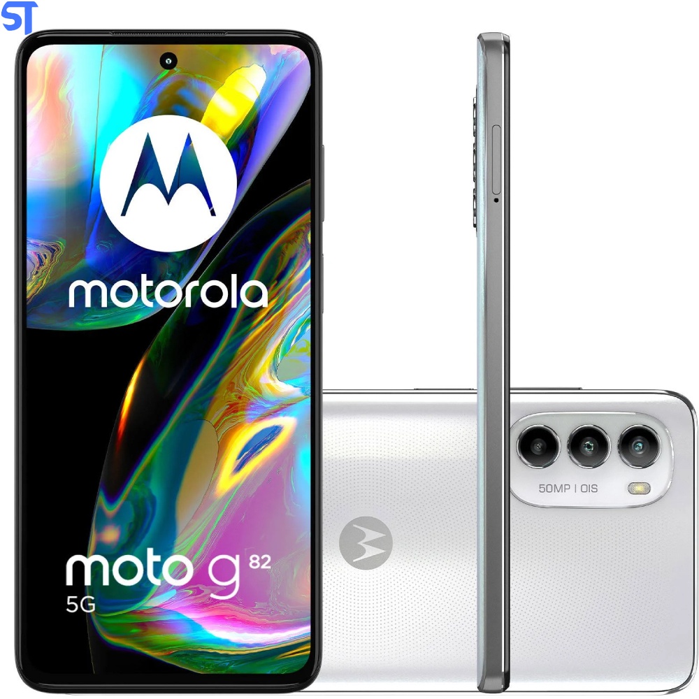 Smartphone Motorola Moto G82, XT2225-1, 5G, Branco, Tela de 6.6", 6GB RAM