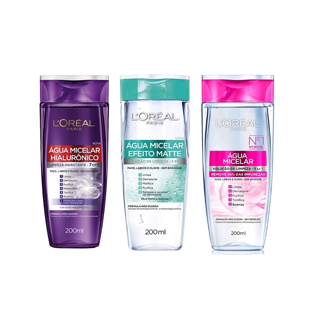 Água Micelar Hialurônico Loréal Paris Solução de Limpeza Facial 200ml