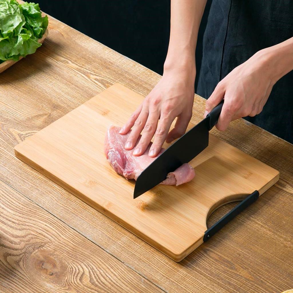 Tabua Corte Bambu Com Alca Cozinha Carne Legumes Frutas