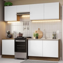 Armário de Cozinha Completa 240cm Rustic/Branco Glamy Madesa 09