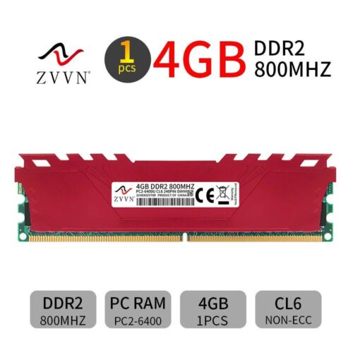 intel Novo Para 4GB DDR2 800MHz PC2-6400U CL6 1.8V 240Pin Memória RAM PC De Mesa Vermelha