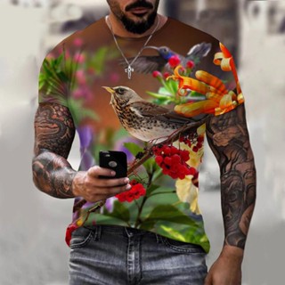 Camiseta De Verão Masculina De Manga Curta Harajuku casual Com Estampa De Pássaro
