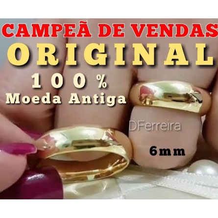 Aliança Moeda Antiga..(par)..original 6mm Abaulada Casamento E Noivado