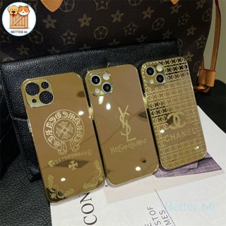 Capa De Luxo Eletroplatada 24K Golden Mirror Effect Shockproof Para IPhone 11 12 13 Pro Max 14 Plus