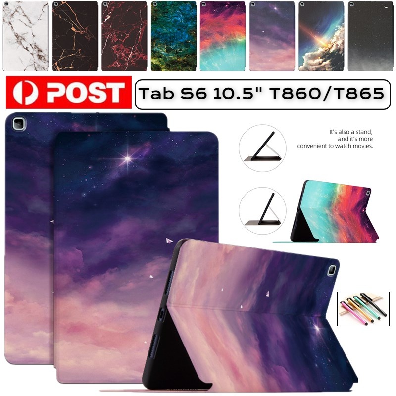 Folio Shell Para Samsung Galaxy Tab S6 10.5 SM-T860 T865 Cartoon Pattern Livro De Fólios Com Flip Book Inteligente Capa À Prova De Choque Em Couro