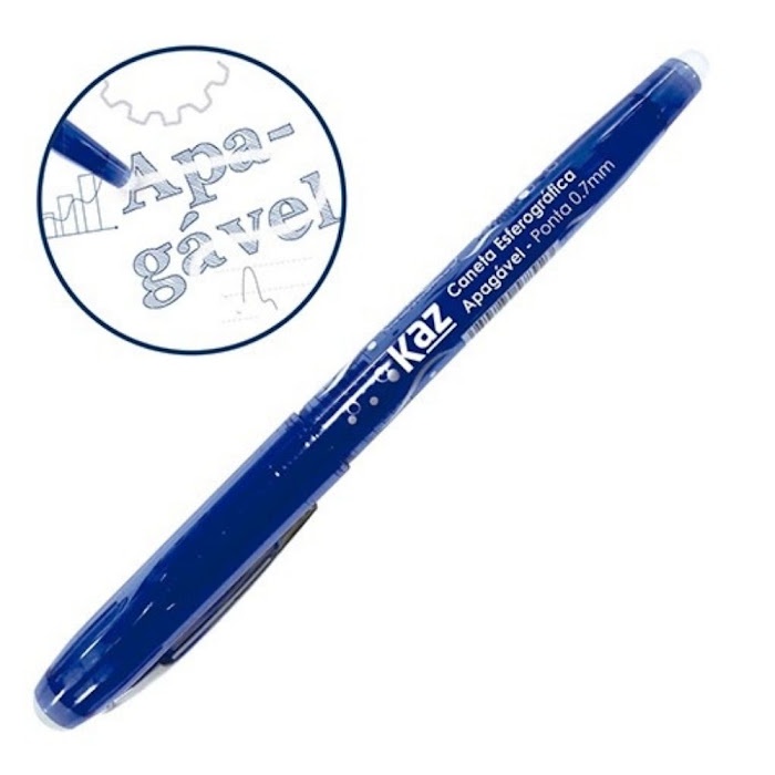CANETA APAGAVEL ESFEROGRAFICA 0.7 AZUL KZ9504AZ - KAZ