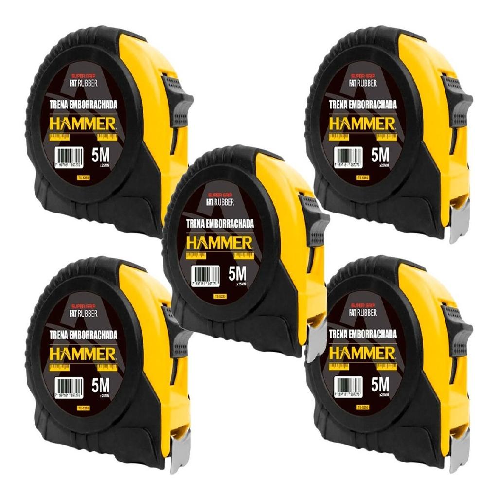 Trena 5 Metros Manual Emborrachada C/ Trava 5 Unidades 25mm | Shopee Brasil