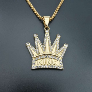 Moda Masculina Vintage Pingente Coroa De Diamante 18K Colar Festa Punk Jewelry Acessórios