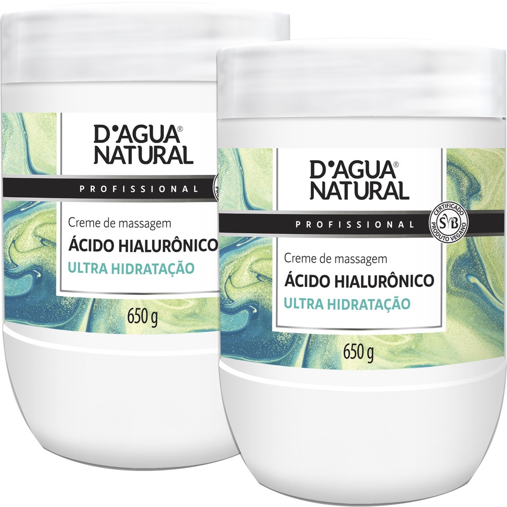 2 Creme Massagem Acido Hialuronico Anti-Idade D’agua Natural