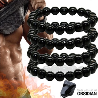 Pulseira De Pedra Natural Obsidiana Preta/Alívio De Gordura Unisexo Promove Circulação Sanguínea Anti-Ansiedade Perda De Peso Pulseiras Jóias em Oferta na Shopee