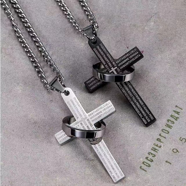 Pingente De Hip-hop Da Moda Cruz De Anel Para Mulheres Homens Jóias Em Círculo Redondo Keel Chain Casal De Amizade Presente