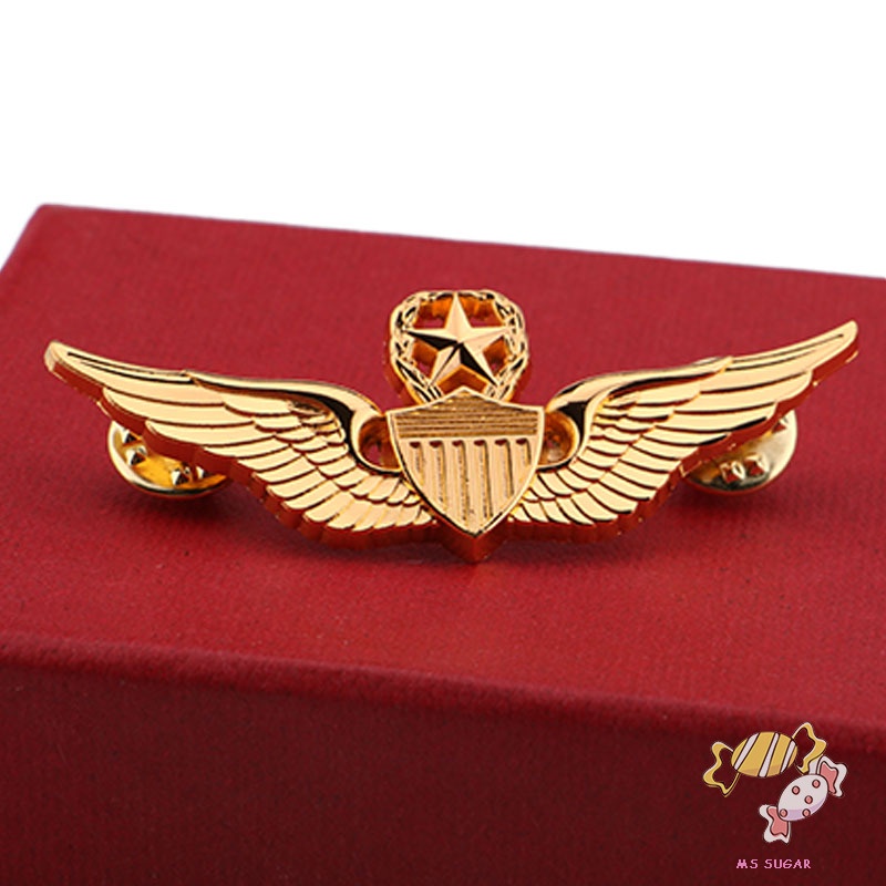 WWII USAF Wings Comando Militar Asas De Metal Piloto Crachá Cor Ouro