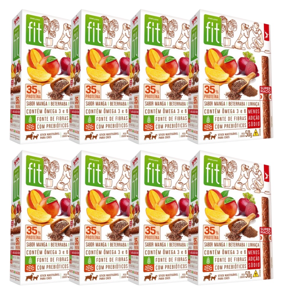 Kit 8 Petiscos Para Cachorro Stick FIT Spin Pet - 50g Manga