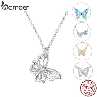 Prata Bamoer 925 Colar Borboleta Simples Com 5 Tipos Jóias De Moda Para Presentes Femininos