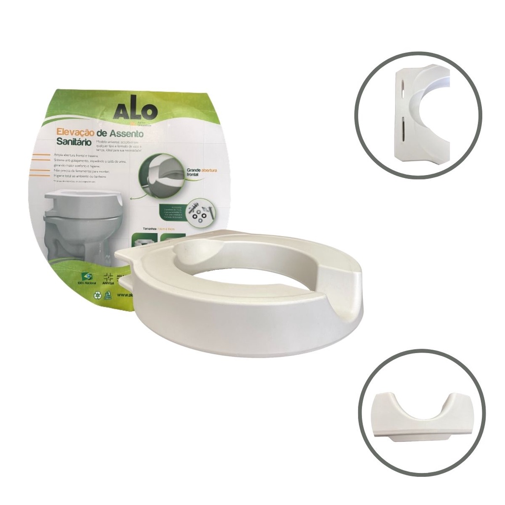 Assento De Vaso Elevado 7,5 cm P/idosos Deficientes Alo