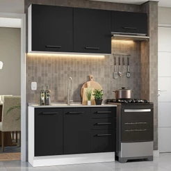 Armário de Cozinha Compacta 180cm Branco/Preto Agata Madesa 09