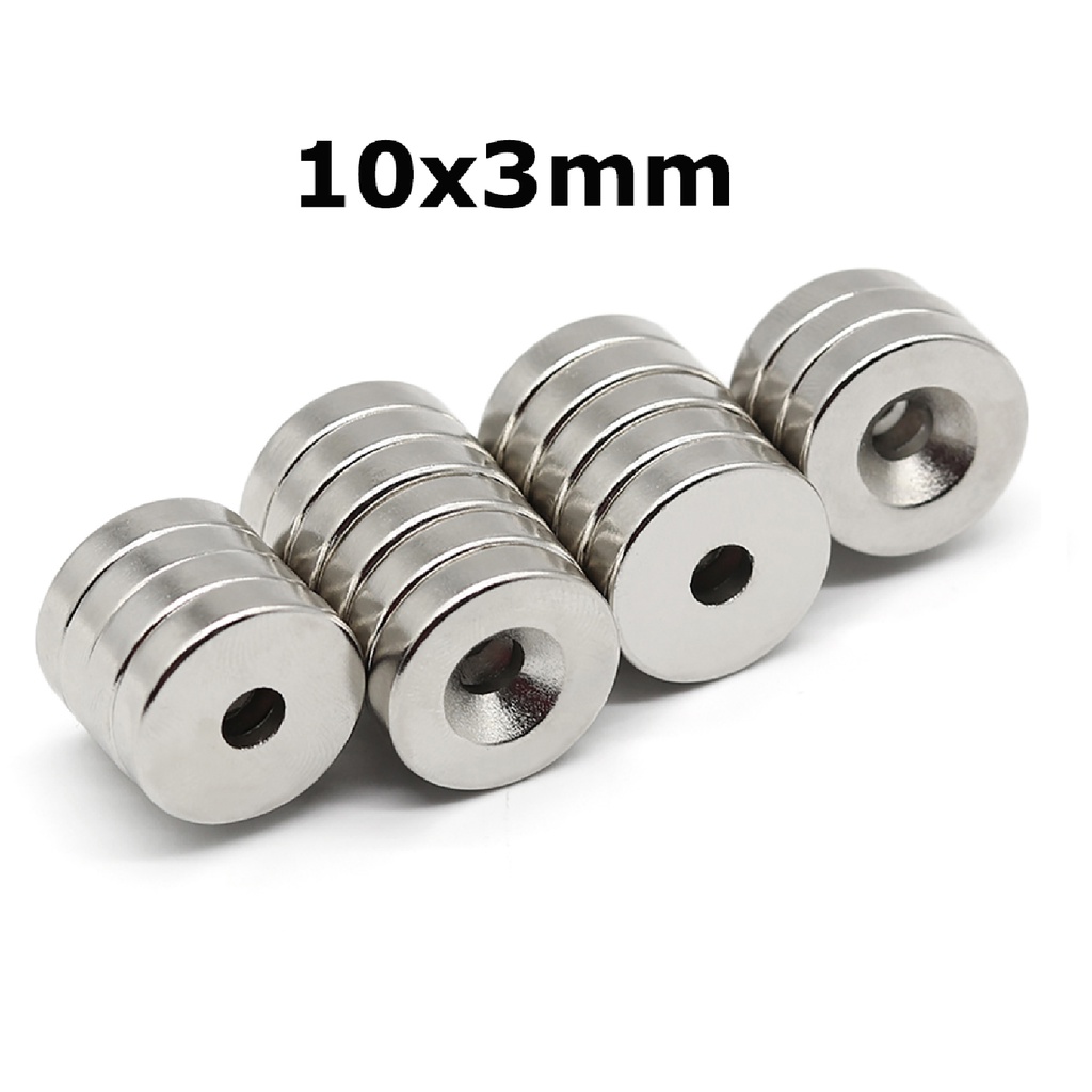 10, 20, 50 unidades Imã Neodímio 10x3 10mm X 3mm Com Furo Pastilha