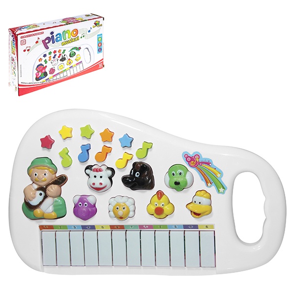 Teclado Piano Musical Bichos Fazendinha Infantil Brinquedo Fazenda Sitio