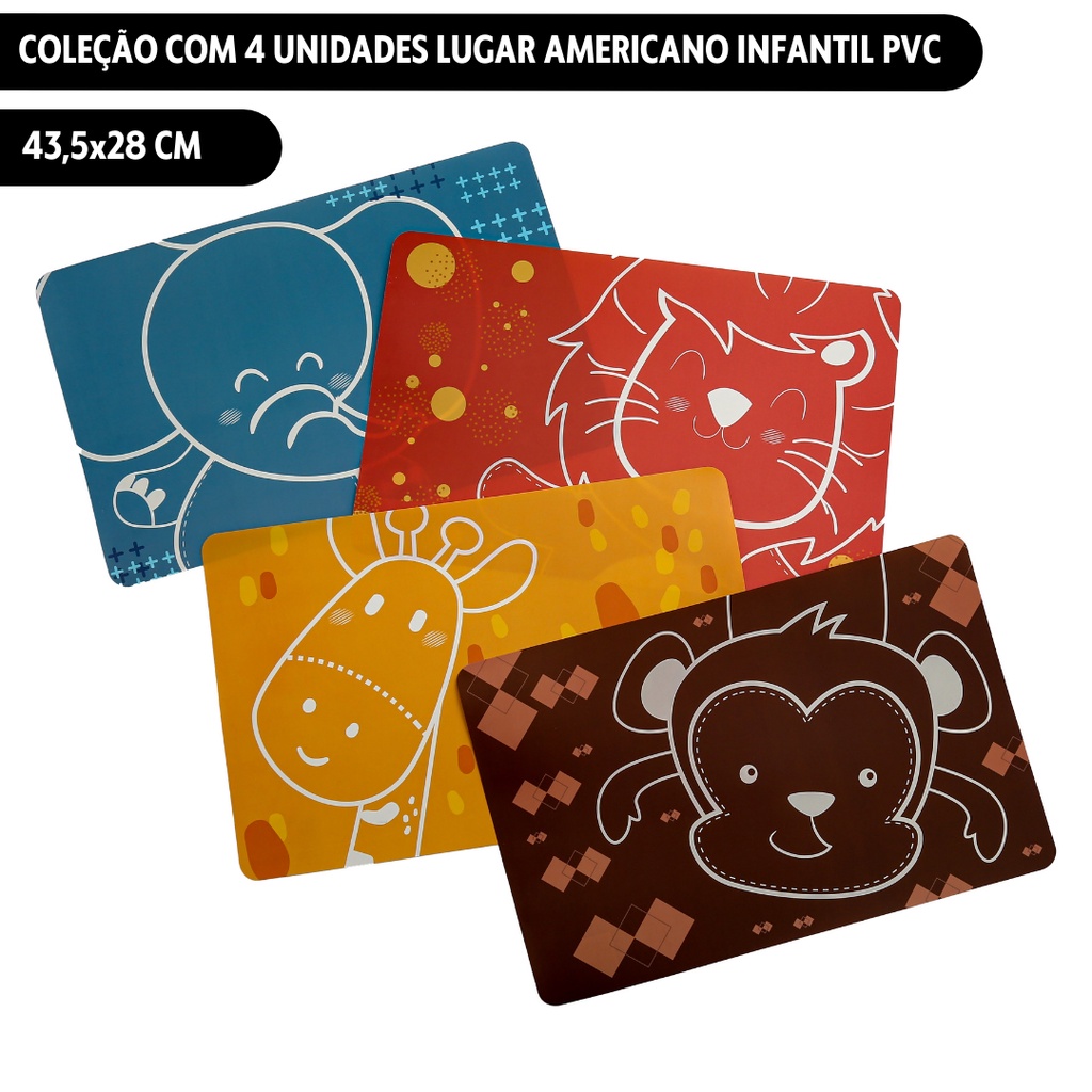 Coleção c/4 unid Lugar Americano Retangular Infantil Yazi