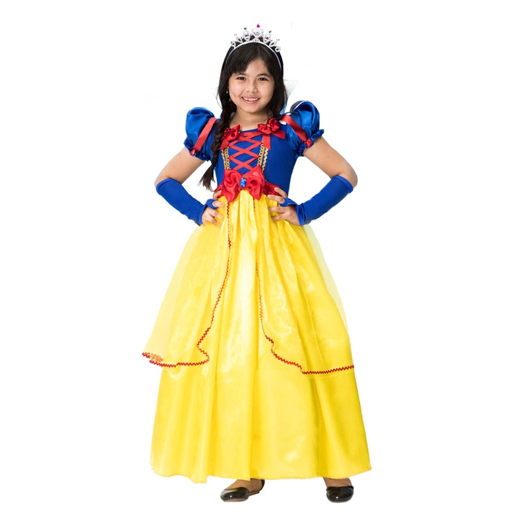 Fantasia Princesa Branca de Neve Menina Infantil Com Luvas e Tiara em Oferta na Shopee