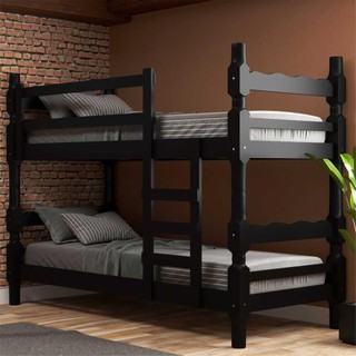 Beliche Madeira Maciça - vira 2 Camas - para Colchão 78/88 x 188cm Porto Multimóveis CR4138 Preto em Oferta na Shopee