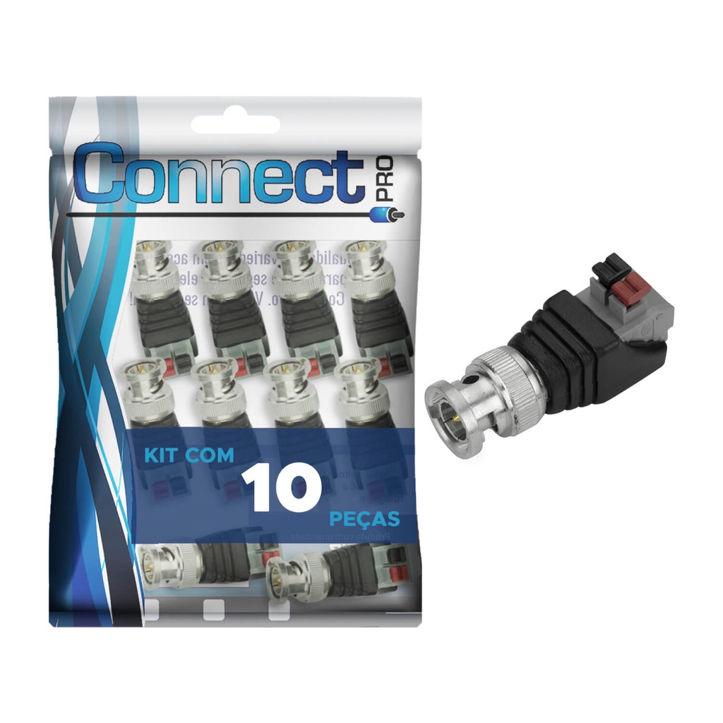 10X Conector Bnc Macho Borne Engate Rápido P/ Câmera De Cftv