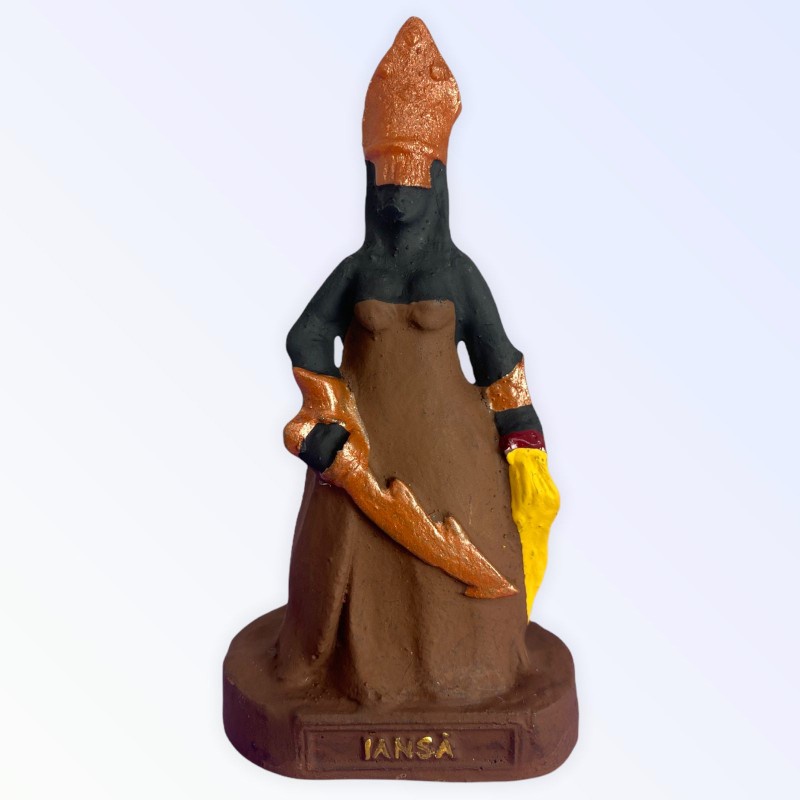 Escultura Orixa Iansa Marrom 10 cm em Resina