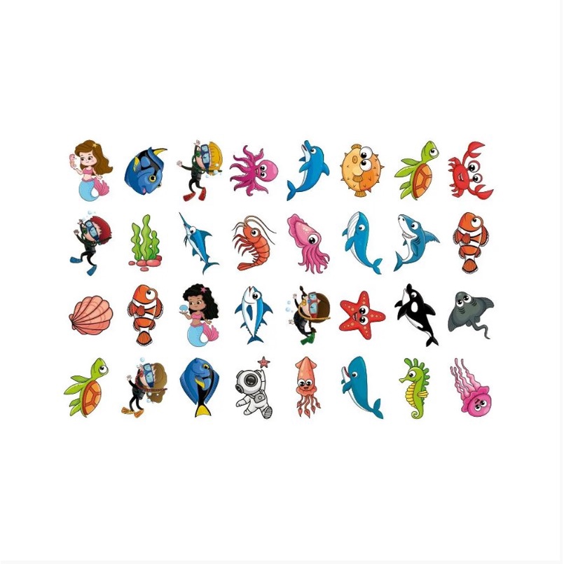 Tatuagens Temporárias 32 pçs - Fundo do Mar em Oferta na Shopee