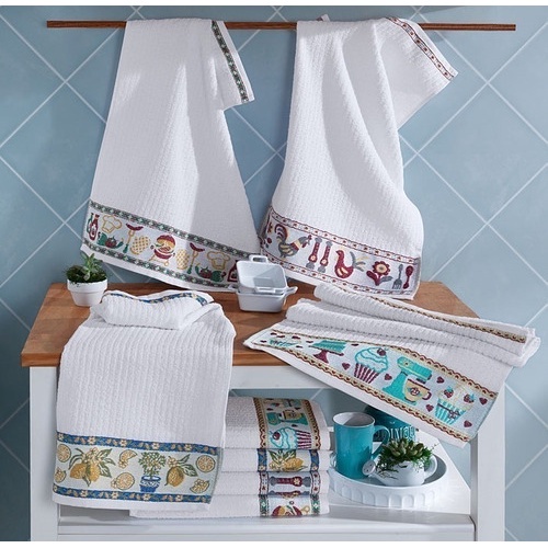 Pano De Prato Atoalhado Gourmet Kit Com 6 Pecas em Oferta na Shopee