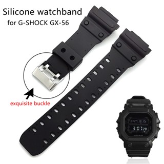 Pulseira De Silicone Para Relógio G-SHOCK GX-56SLG-1DR Homens Mergulho Esportivo Preto Borracha Prata S Fivela De Aço
