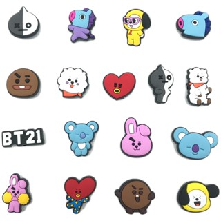 Cute Tata Bts jibitz Kpop BTS21 Encantos Para Sapatos Bt21 Jibitz Croc Jibbits Infantis Decoração De Acessórios