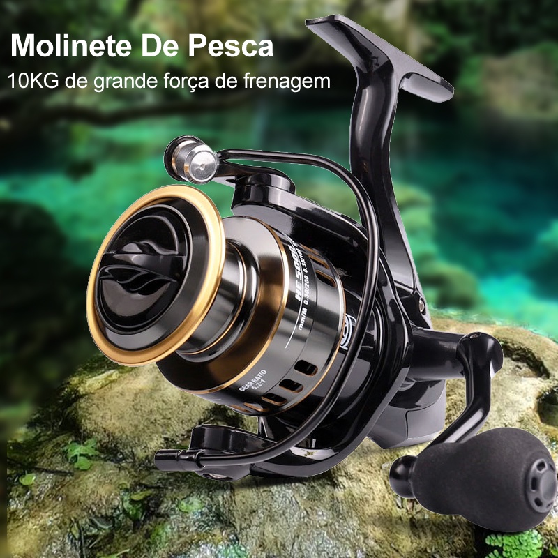 Molinete De Pesca Grande De Metal EVA HE500-7000 Max Arraste 10kg Cana Em Água Salgada Todos Os Carretéis De Pesca Em Metal