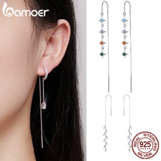 Brincos Bamoer 925 Prata Linha De Orelha Simples Jóias De Moda Feminina
