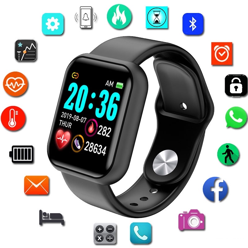 (cobramos frete adicional para envio) Smartwatch ASAZQ D20 Y68 Bluetooth À Prova D'água Com Relógio Smart Fitness Monitor