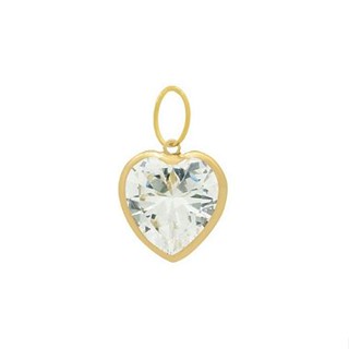 Pingente zircônia de coração 6mm Cristal ouro 18k