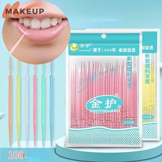 Escova Dental Dupla Cabeça Para Limpeza Dentária Palito Plástico 100 PCS Interdental Ferramenta De Higiene Bucal