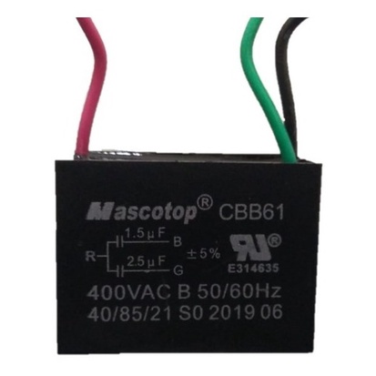 Capacitor Quadrado Cbb61 P/ Ventilador 3 Fios 1,5+2,5uf 400v
