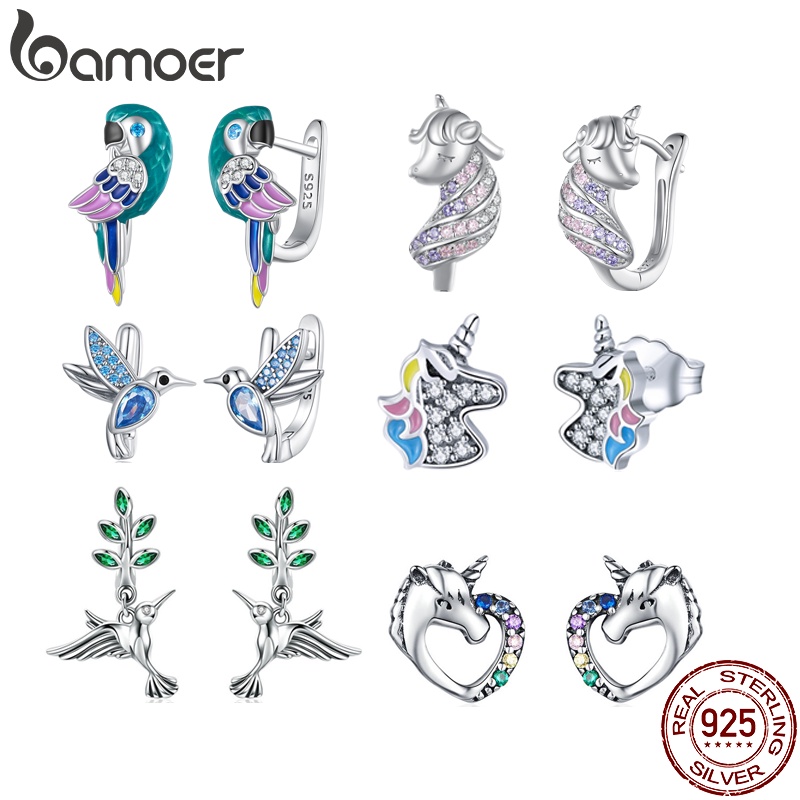 Bamoer 925 Prata Unicórnio E Clipes De Orelha De Pássaro Com 6 Brincos Typres Presentes De Moda Jóias