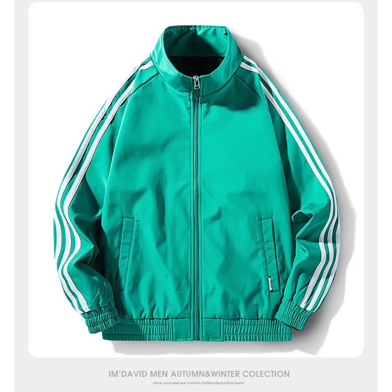 Casaco Esportivo De Outono De Três Barras Da Moda Para Homens Macacão Jovens Primavera Mais Tamanho Lapela Meninos Casual Listrado Roupa Esportiva Exterior De Pele Casal Protetor Solar Verão