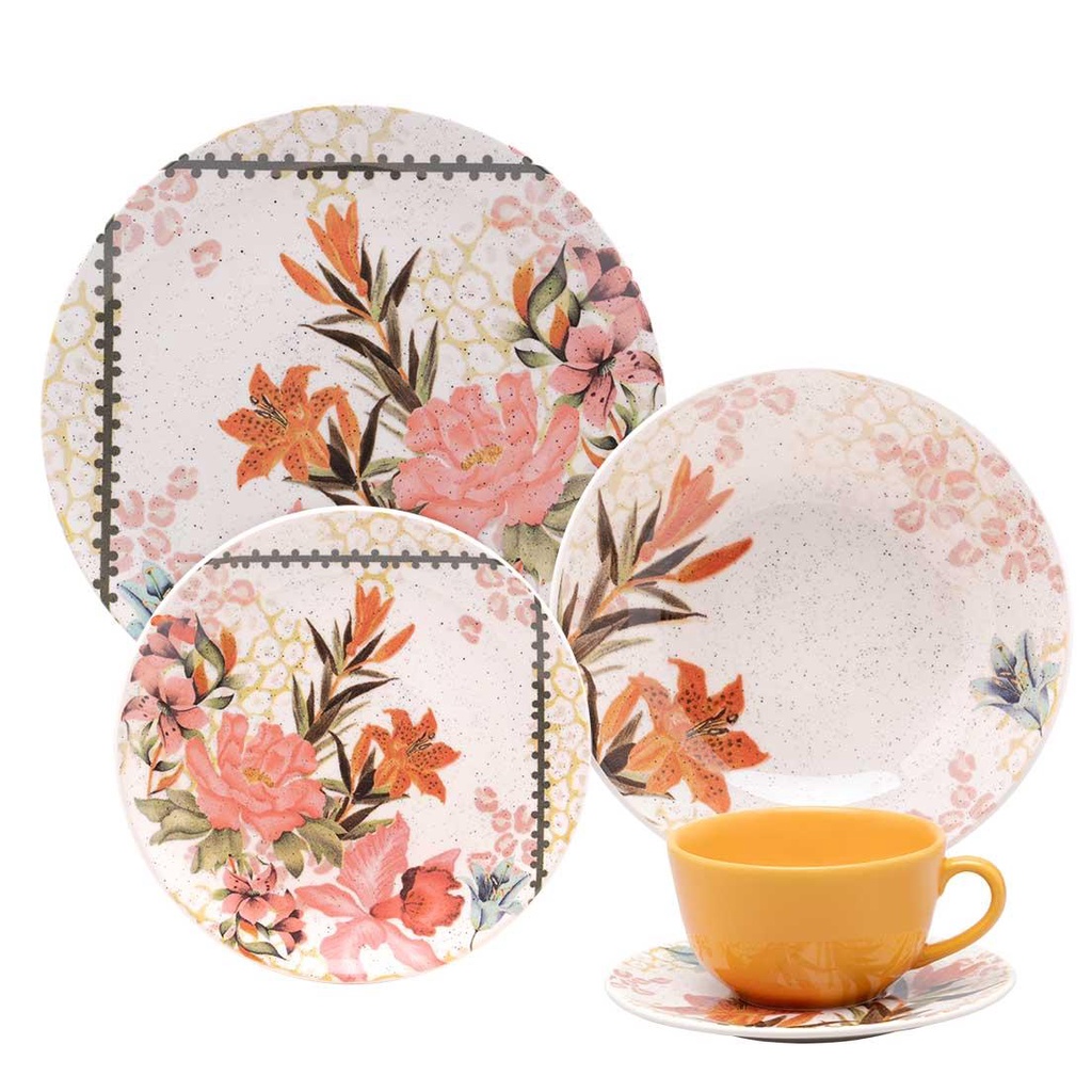 Aparelho de Jantar 30 peças Oxford Unni Buquê Tropical - Home & Living