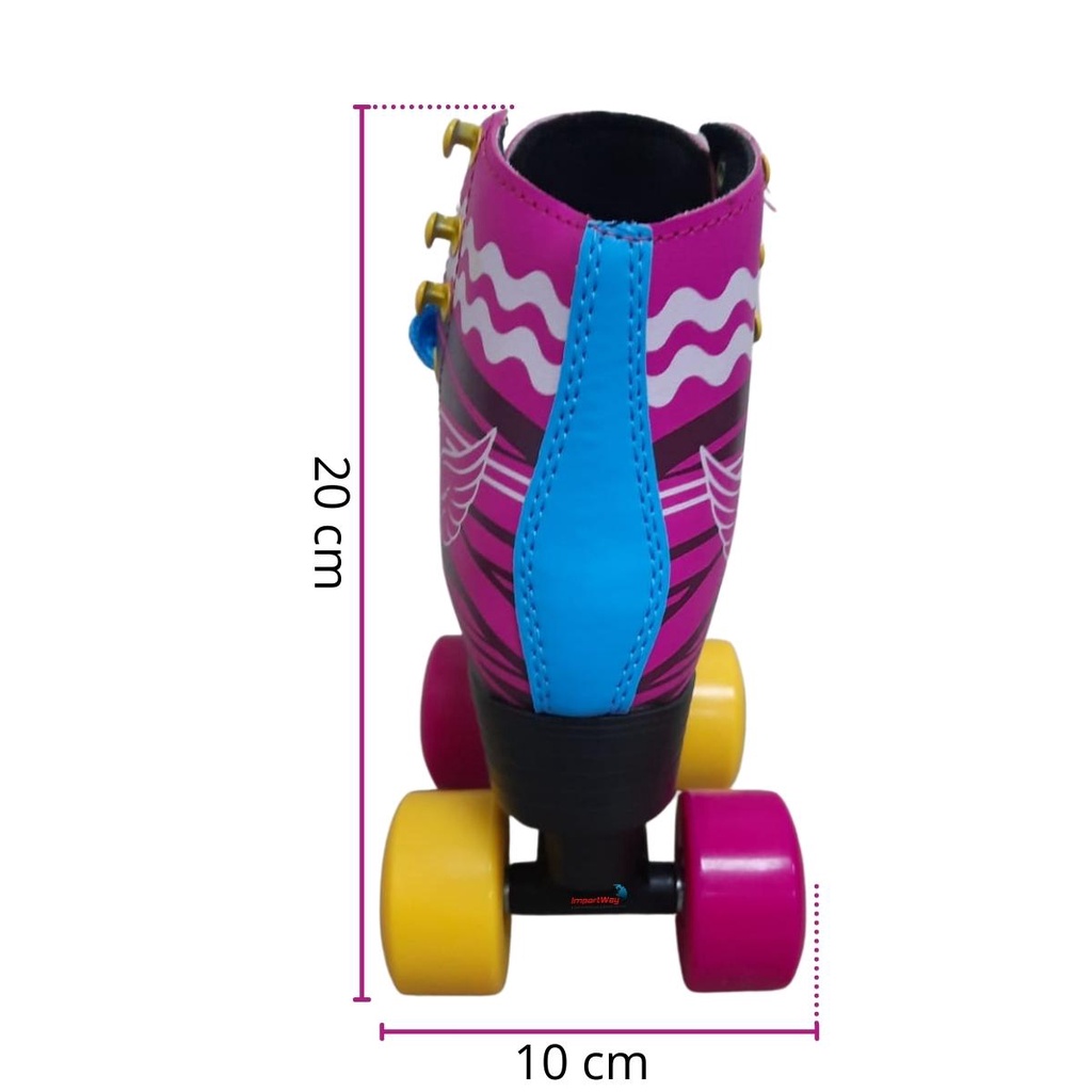 Patins 4 rodas roller classic kit proteção rosa tam 32/33 — imagem 2 de 2