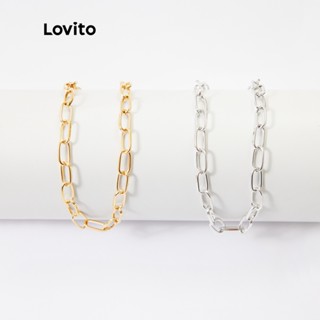 Lovito 2PCS Colares Casual De Corrente De Metal Liso L233L213 (Ouro/Prata)